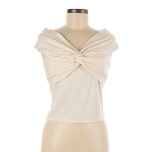 Reformation Cream Twist-Detail Off-Shoulder Ezlynn Top